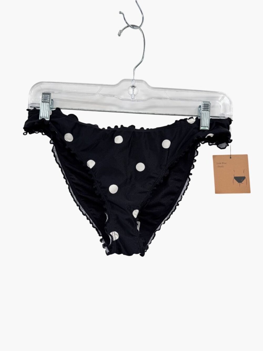 NEW Shade & Shore Polka Dot High Leg Cheeky Coverage Ruffle Edge Bikini Bottom - Picture 3 of 8